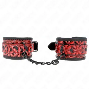 Handgelenkfesseln mit Rautenmuster, Dunkelrot, Verstellbar 17-26 cm X 5,5 cm von Kink Wrist Restraint | Fesselliebe.de