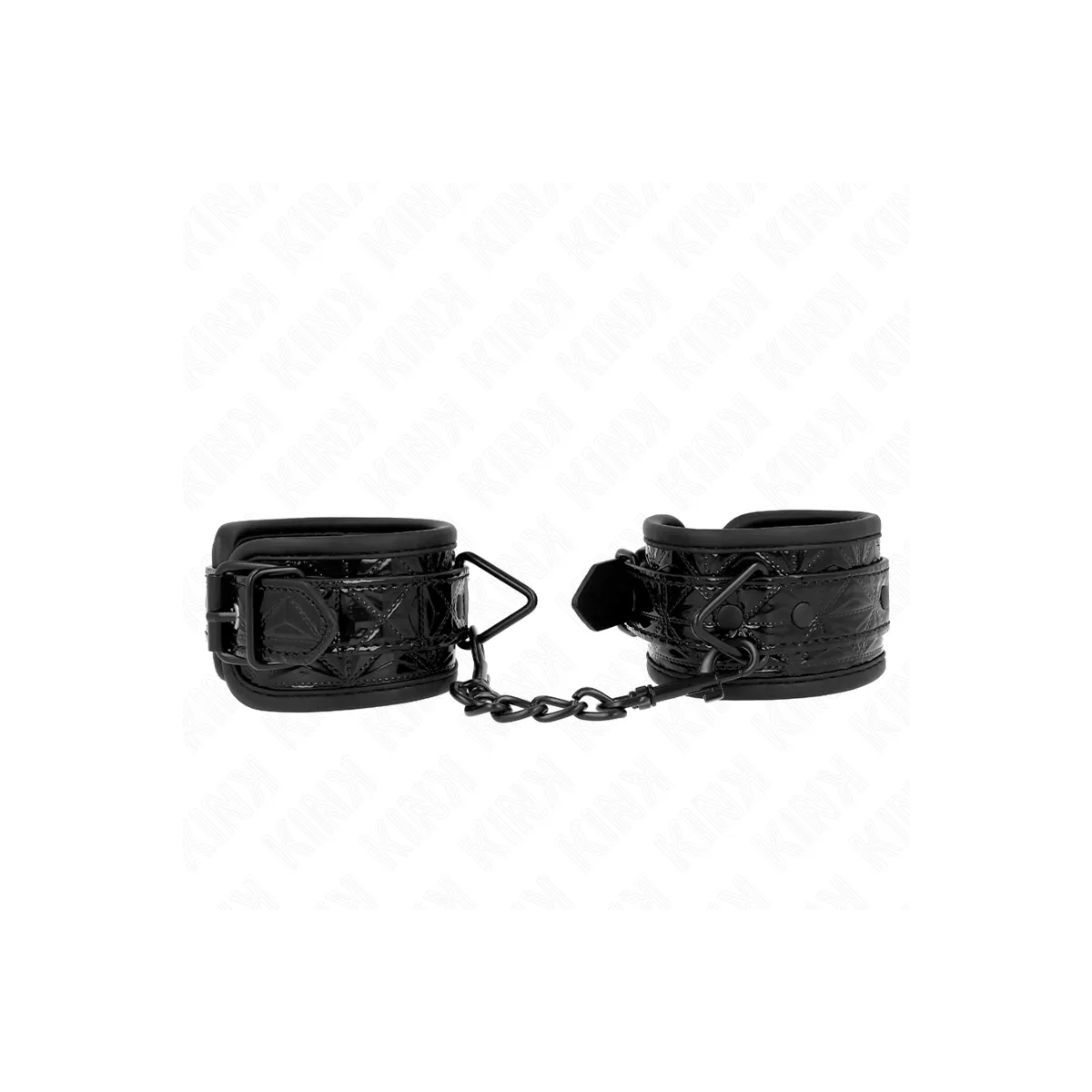 Handgelenkfesseln mit Rautenmuster, Schwarz, Verstellbar, 17-26 cm X 5,5 cm von Kink Wrist Restraint | Fesselliebe.de