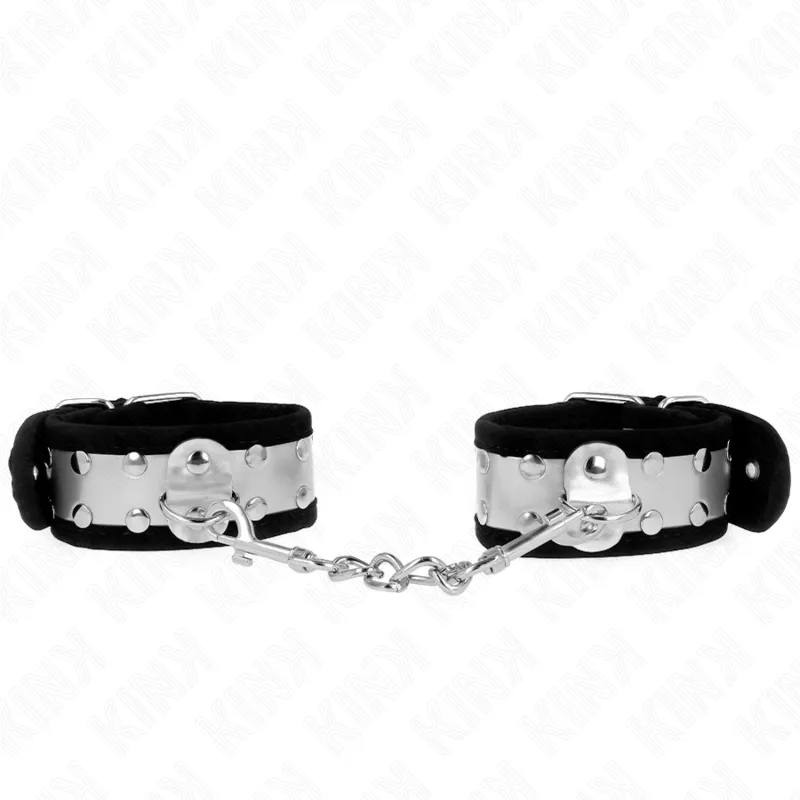 Dünne Handgelenksfesseln Schwarz/Silber 30 X 4 cm von Kink Wrist Restraint | Fesselliebe.de
