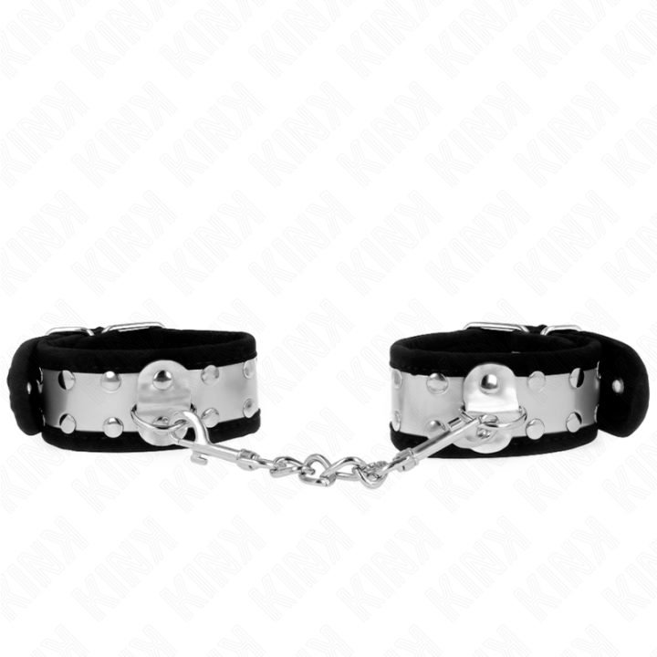 Dünne Handgelenksfesseln Schwarz/Silber 30 X 4 cm von Kink Wrist Restraint | Fesselliebe.de