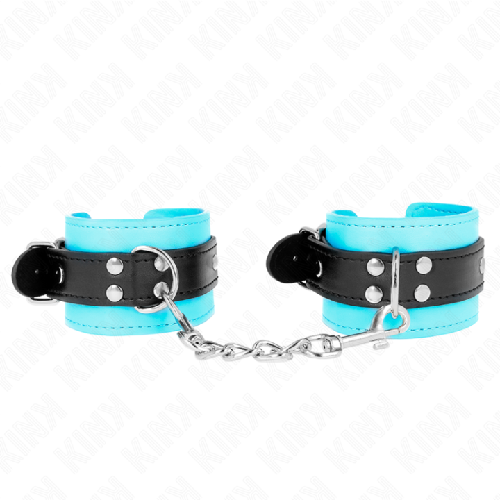 Haken-Handfesseln Blau Pelzgefüttert Verstellbar 20-28 cm X 5,5 cm von Kink Wrist Restraint | Fesselliebe.de