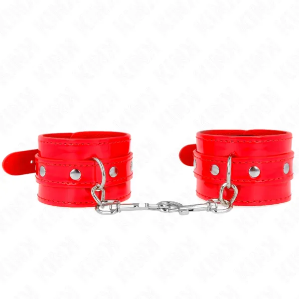 Glänzende Handmanschetten Rot Verstellbar 23-33 cm von Kink Wrist Restraint | Fesselliebe.de