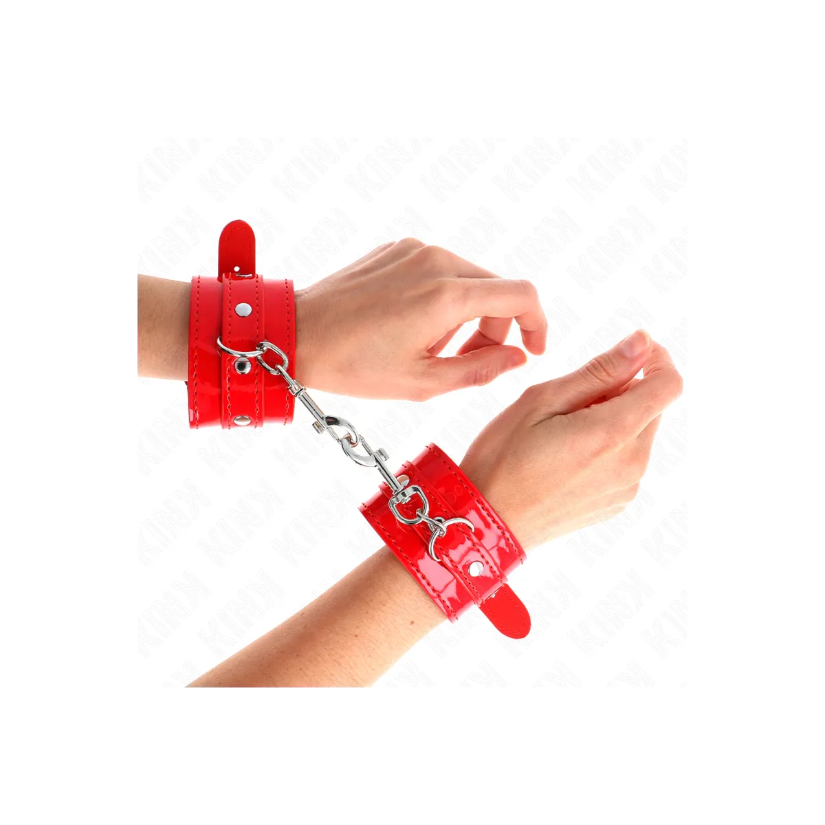 Glänzende Handmanschetten Rot Verstellbar 23-33 cm von Kink Wrist Restraint | Fesselliebe.de