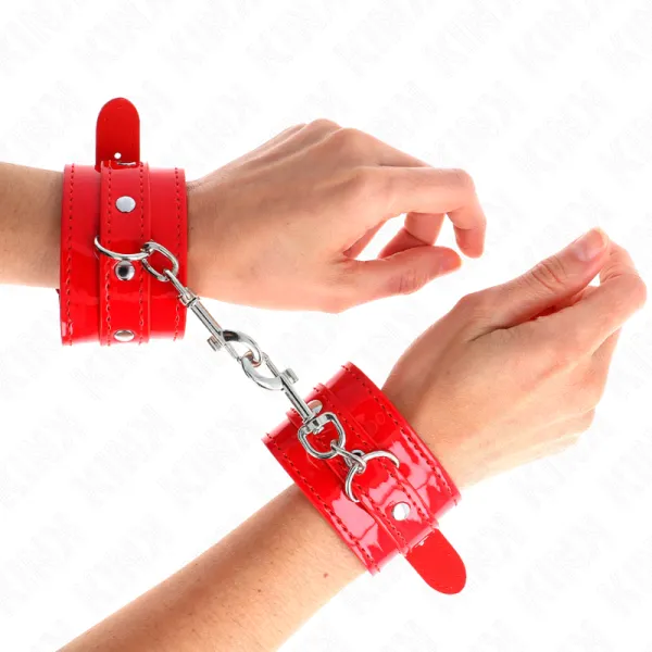 Glänzende Handmanschetten Rot Verstellbar 23-33 cm von Kink Wrist Restraint | Fesselliebe.de