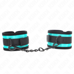 Nylon-Handfessel mit Klettverschluss Schwarz-Blau Verstellbar 18-32 cm X 5 cm von Kink Wrist Restraint | Fesselliebe.de