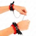 Elastische Handgelenksfesseln aus Spitze mit Roten Herzdetails, Verstellbar 22-35 cm von Kink Wrist Restraint