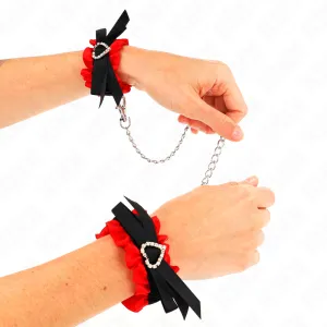 Elastische Handgelenksfesseln aus Spitze mit Roten Herzdetails, Verstellbar 22-35 cm von Kink Wrist Restraint