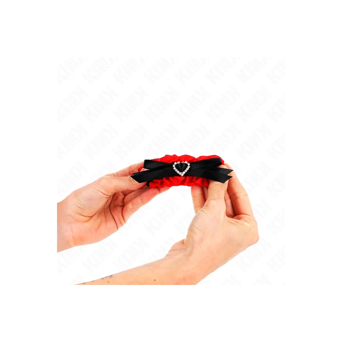 Elastische Handgelenksfesseln aus Spitze mit Roten Herzdetails, Verstellbar 22-35 cm von Kink Wrist Restraint | Fesselliebe.de