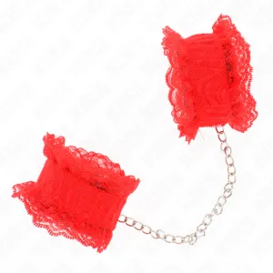 Elastische Handgelenksfesseln aus Spitze Rot von Kink Wrist Restraint