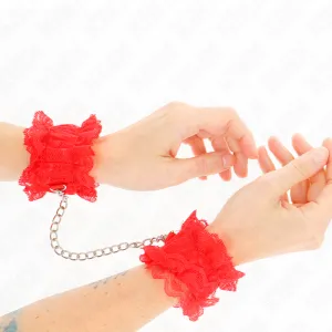 Elastische Handgelenksfesseln aus Spitze Rot von Kink Wrist Restraint