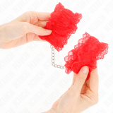 Elastische Handgelenksfesseln aus Spitze Rot von Kink Wrist Restraint | Fesselliebe.de