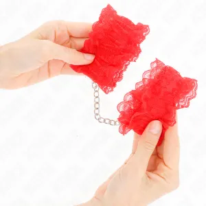 Elastische Handgelenksfesseln aus Spitze Rot von Kink Wrist Restraint