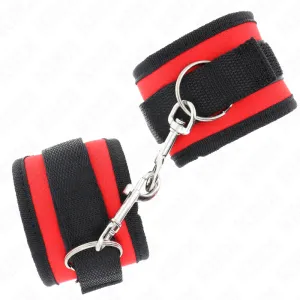 Nylon Bind-Handhandfesseln mit Klettverschluss Rot-Schwarz Modell 2, 18-35 cm X 6 cm von Kink Wrist Restraint