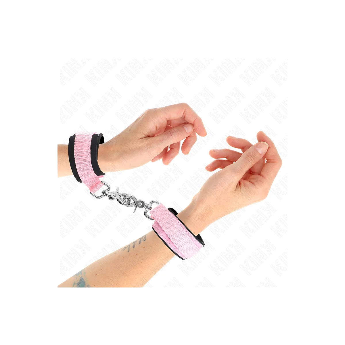 Verstellbare Neopren-Handhandfesseln Rosa Verstellbar 22-34 cm von Kink Wrist Restraint | Fesselliebe.de