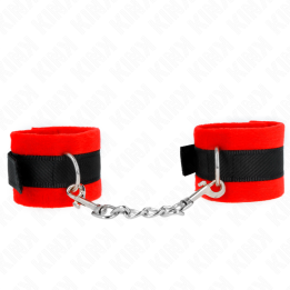 Beginner Pelzhandmanschetten Schwarz-Rot 30 X 7 cm von Kink Wrist Restraint | Fesselliebe.de