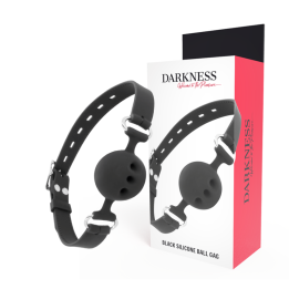 Schwarzer Atmungsaktiver Silikon-Knebel von Darkness Bondage | Fesselliebe.de