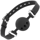 Schwarzer Atmungsaktiver Silikon-Knebel von Darkness Bondage | Fesselliebe.de