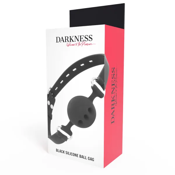 Schwarzer Atmungsaktiver Silikon-Knebel von Darkness Bondage | Fesselliebe.de