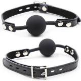 Silikon-Ballgag mit Ledergürtel (VORHÄNGESCHLOSS Inklusive) von Ohmama Fetish | Fesselliebe.de