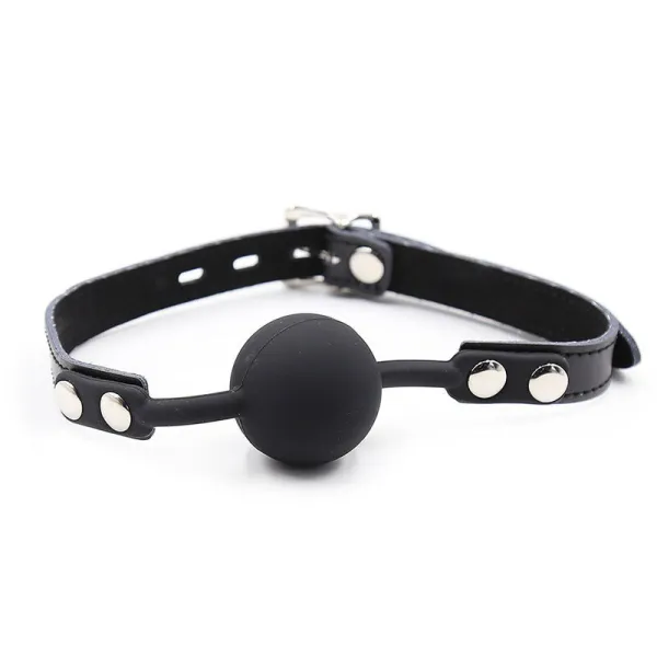 Silikon-Ballgag mit Ledergürtel (VORHÄNGESCHLOSS Inklusive) von Ohmama Fetish | Fesselliebe.de