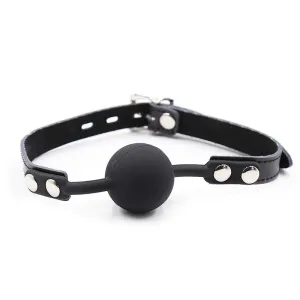 Silikon-Ballgag mit Ledergürtel (VORHÄNGESCHLOSS Inklusive) von Ohmama Fetish