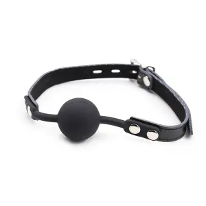 Silikon-Ballgag mit Ledergürtel (VORHÄNGESCHLOSS Inklusive) von Ohmama Fetish