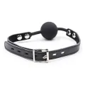 Silikon-Ballgag mit Ledergürtel (VORHÄNGESCHLOSS Inklusive) von Ohmama Fetish