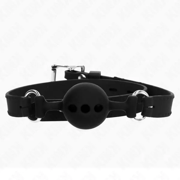 Vollsilikon-Klappen 55 X 2 cm mit 4 cm Kugel Grösse S Schwarz Verstellbar 35-51 cm von Kink Collar & Gag | Fesselliebe.de