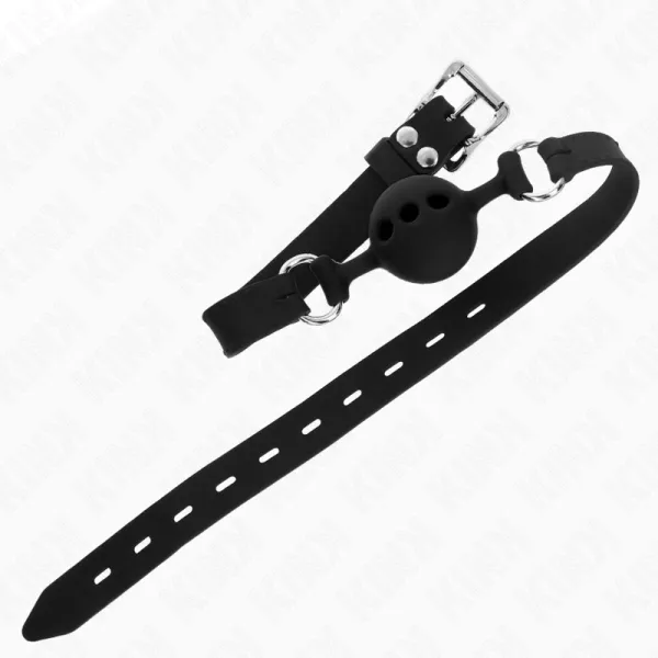Vollsilikon-Klappen 55 X 2 cm mit 4 cm Kugel Grösse S Schwarz Verstellbar 35-51 cm von Kink Collar & Gag | Fesselliebe.de
