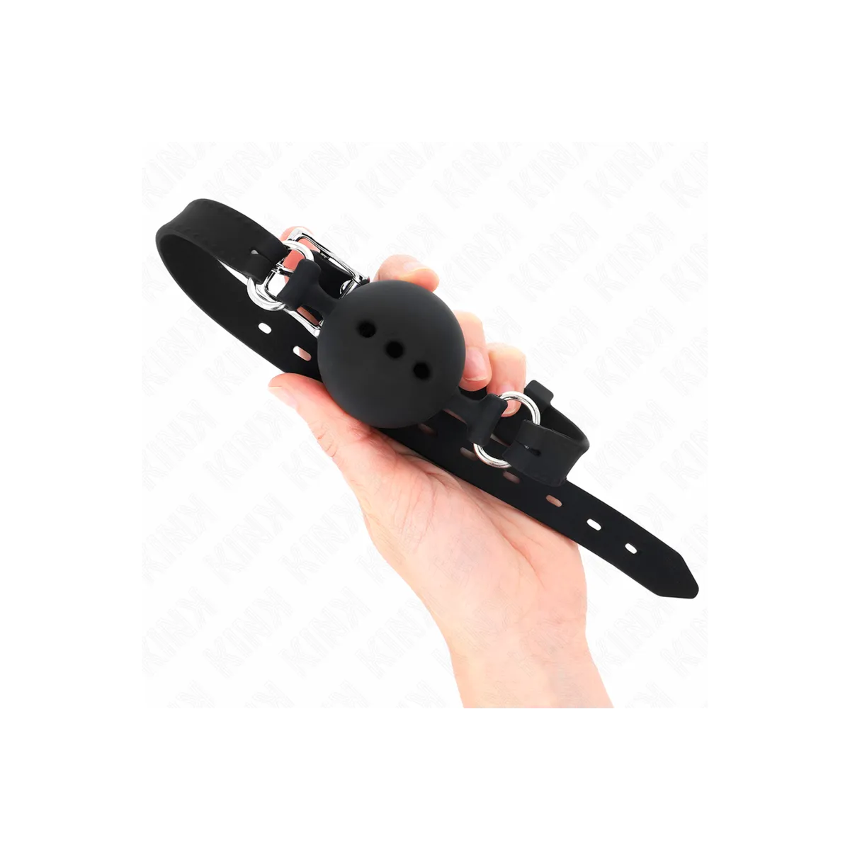 Vollsilikon-Klappen 55 X 2 cm mit 4,5 cm Kugel Grösse M Schwarz Verstellbar 35-51 cm von Kink Collar & Gag | Fesselliebe.de