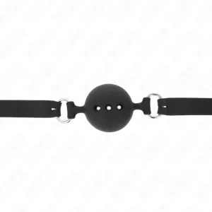 Vollsilikon-Klappen 55 X 2 cm mit 4,5 cm Kugel Grösse M Schwarz Verstellbar 35-51 cm von Kink Collar & Gag