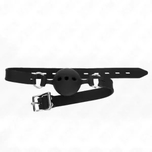 Vollsilikon-Klappen 55 X 2 cm mit 5 cm Kugel Grösse L Schwarz Verstellbar 35-51 cm von Kink Collar & Gag