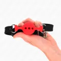 Vollsilikon-Klappen 55 X 2 cm mit 4 cm Kugel Grösse S Rot Verstellbar 35-51 cm von Kink Collar & Gag