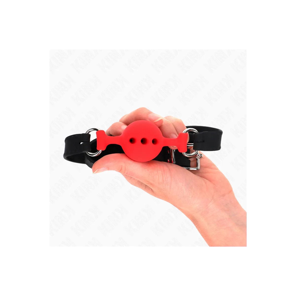 Vollsilikon-Klappen 55 X 2 cm mit 4 cm Kugel Grösse S Rot Verstellbar 35-51 cm von Kink Collar & Gag | Fesselliebe.de