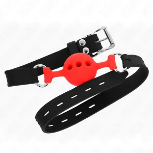 Vollsilikon-Klappen 55 X 2 cm mit 4 cm Kugel Grösse S Rot Verstellbar 35-51 cm von Kink Collar & Gag