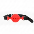 Vollsilikon-Klappen 55 X 2 cm mit 4,5 cm Kugel Grösse M Rot Verstellbar 35-51 cm von Kink Collar & Gag