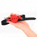 Vollsilikon-Klappen 55 X 2 cm mit 4,5 cm Kugel Grösse M Rot Verstellbar 35-51 cm von Kink Collar & Gag