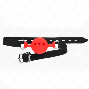 Vollsilikon-Klappen 55 X 2 cm mit 4,5 cm Kugel Grösse M Rot Verstellbar 35-51 cm von Kink Collar & Gag