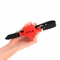 Vollsilikon-Klappen 55 X 2 cm mit 5 cm Kugel Grösse L Rot Verstellbar 35-51 cm von Kink Collar & Gag