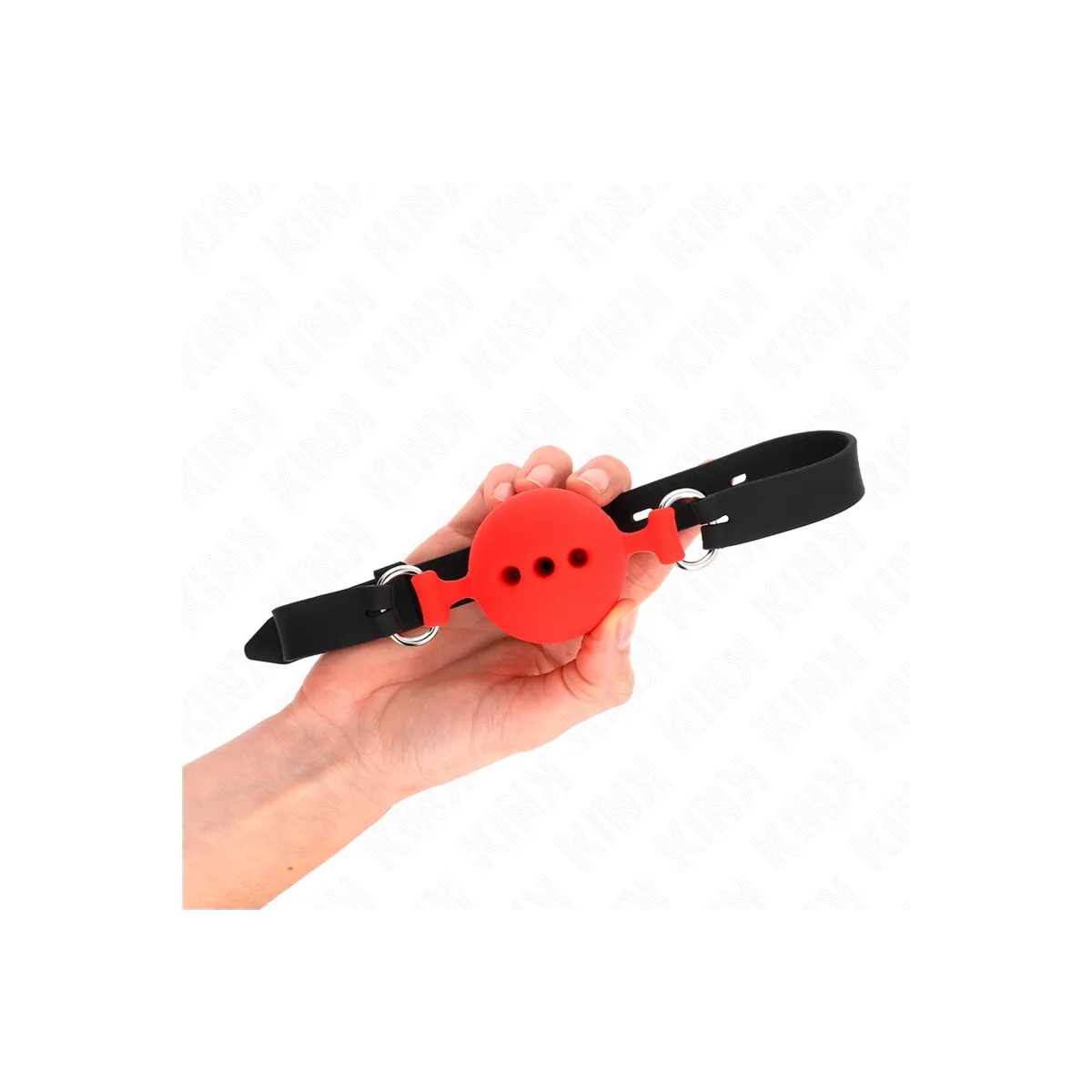 Vollsilikon-Klappen 55 X 2 cm mit 5 cm Kugel Grösse L Rot Verstellbar 35-51 cm von Kink Collar & Gag | Fesselliebe.de