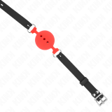 Vollsilikon-Klappen 55 X 2 cm mit 5 cm Kugel Grösse L Rot Verstellbar 35-51 cm von Kink Collar & Gag | Fesselliebe.de