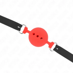 Vollsilikon-Klappen 55 X 2 cm mit 5 cm Kugel Grösse L Rot Verstellbar 35-51 cm von Kink Collar & Gag