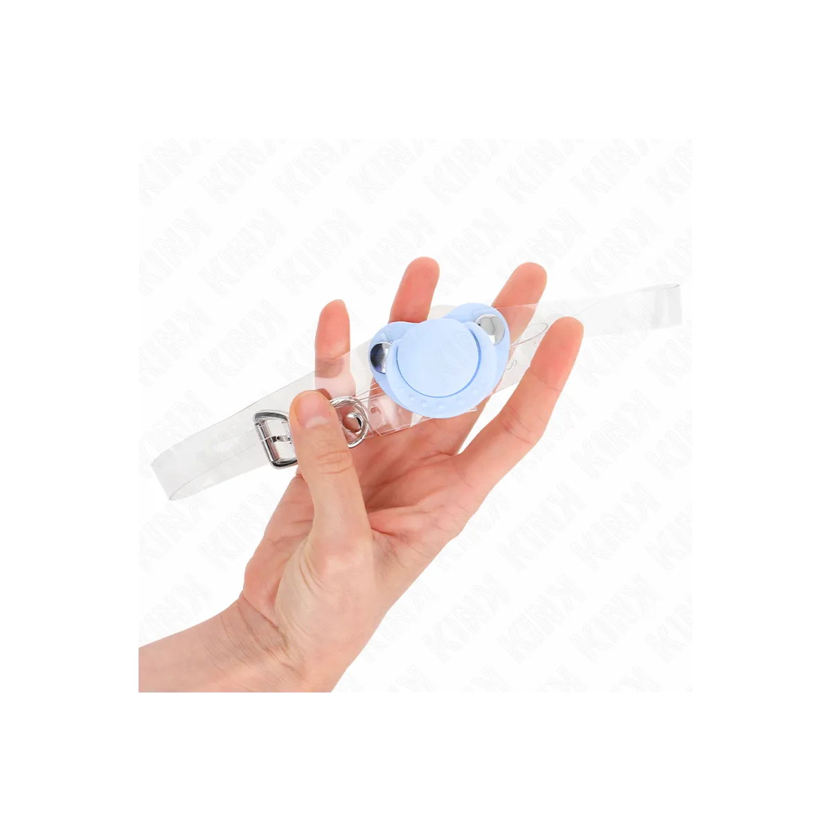 Hellblauer Schnullerform-Sprudel 5,5 X 4 cm Verstellbar 43-60 cm von Kink Collar & Gag | Fesselliebe.de