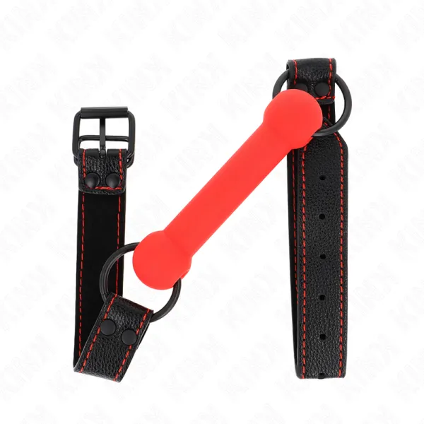 Knochengag mit Kunstlederband Rot Verstellbar 41-57 cm von Kink Collar & Gag | Fesselliebe.de