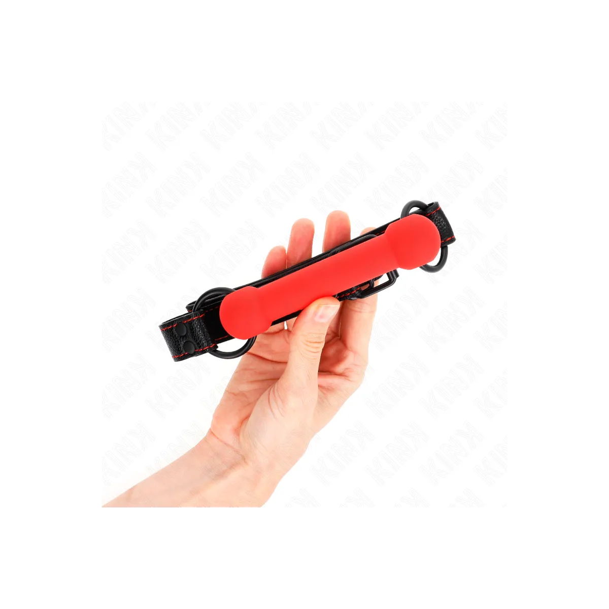 Knochengag mit Kunstlederband Rot Verstellbar 41-57 cm von Kink Collar & Gag | Fesselliebe.de