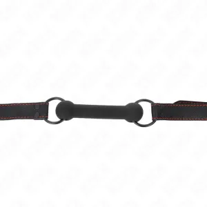 Knochengag mit Kunstledergurt Schwarz Verstellbar 41-57 cm von Kink Collar & Gag