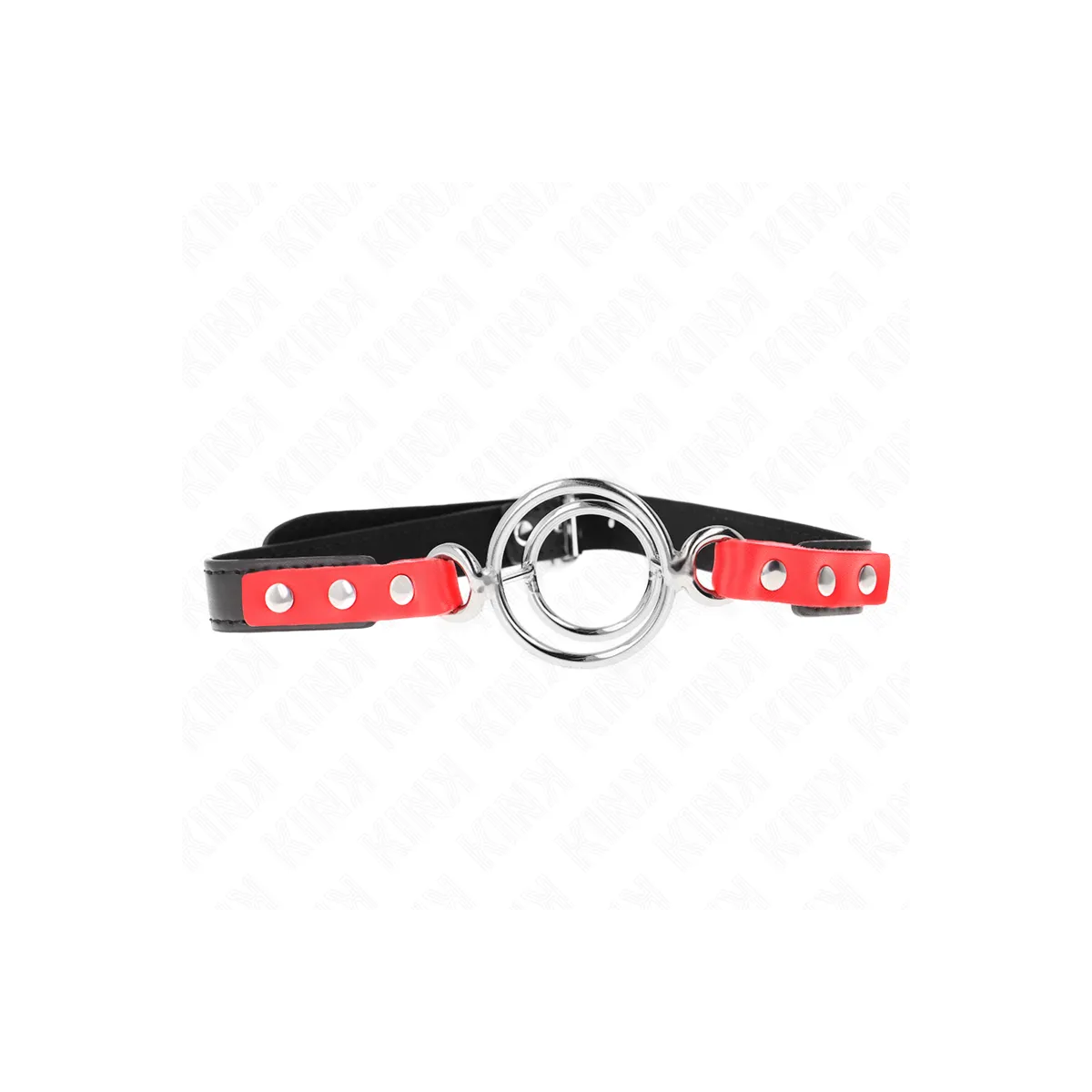 Knebel mit Mehreren O-Ringen 4 / 4,8 cm Rot 38 X 56 cm von Kink Collar & Gag | Fesselliebe.de
