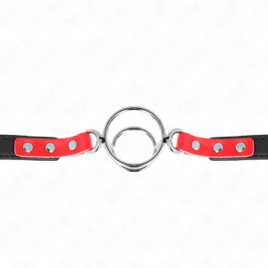 Knebel mit Mehreren O-Ringen 4 / 4,8 cm Rot 38 X 56 cm von Kink Collar & Gag