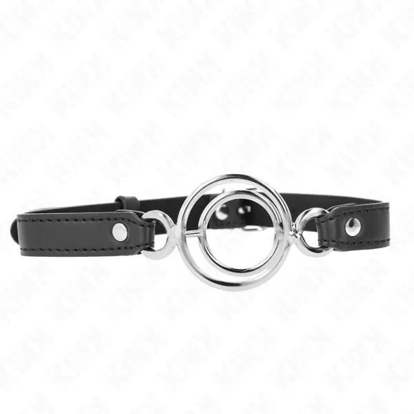 Knebel mit Mehreren O-Ringen 5 cm Schwarz 63 X 2,5 cm von Kink Collar & Gag | Fesselliebe.de