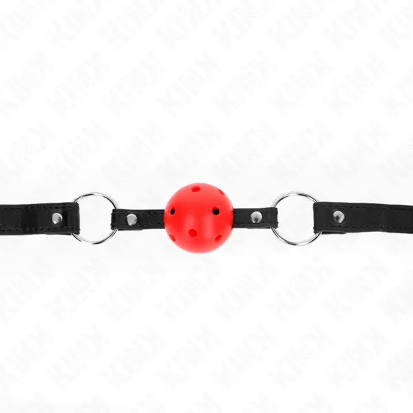 Hohl, Hart, Roter Ball, 4,5 cm, Gag, Modell 1, 63,5 X 2 cm von Kink Collar & Gag | Fesselliebe.de